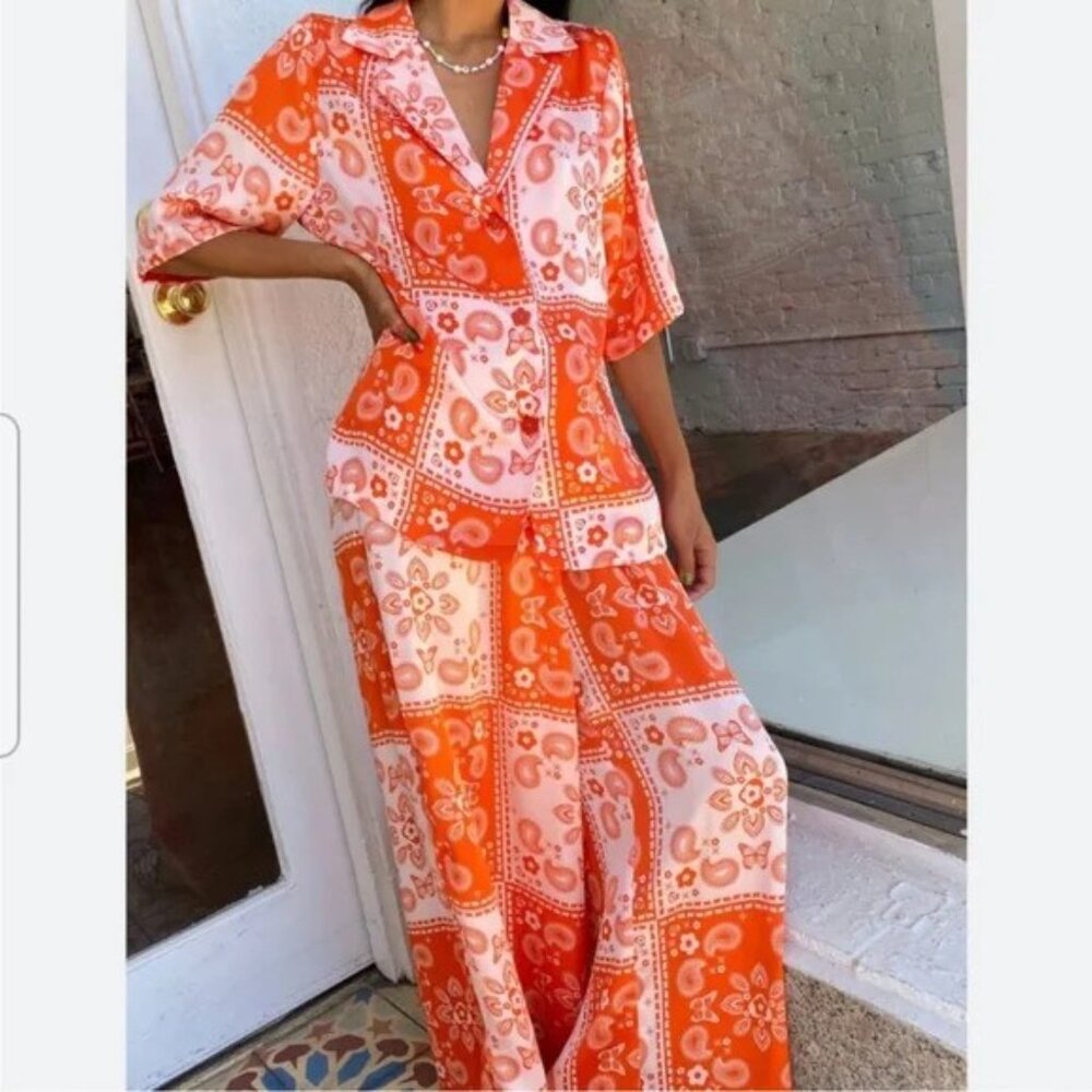 Lisa Says Gah Alyssa Orange Top AND Pant Lounge Set xs - Picture 13 of 13
